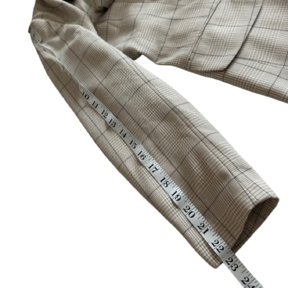 Vintage Executive Collection Women's 8P Cream Tan Plaid Double-Breasted Blazer - Picture 11 of 14